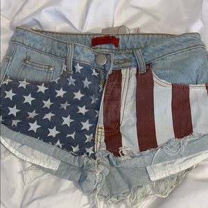 American flag jean shorts
